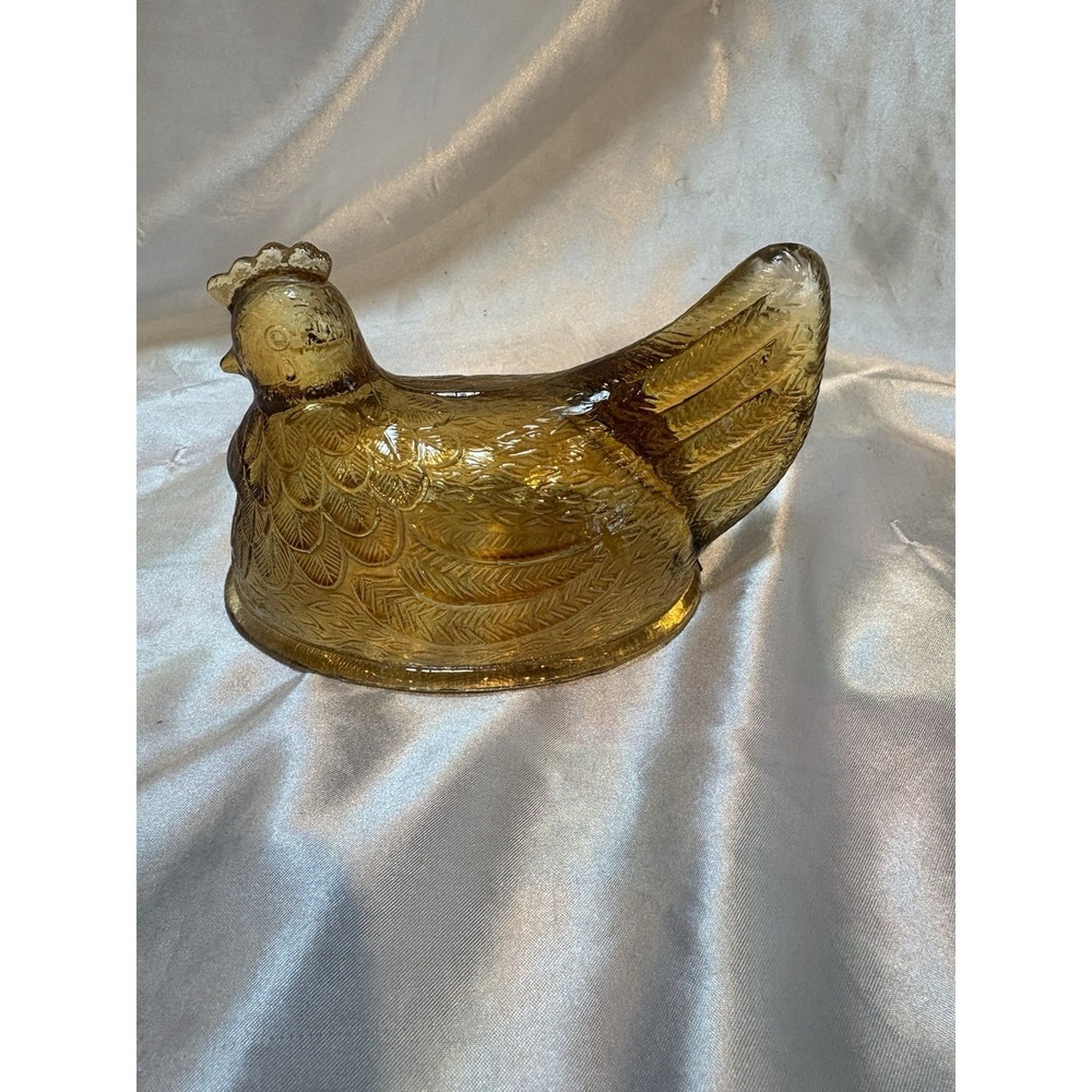 Vintage Indiana Glass Amber Hen on Nest Replacement Top Only